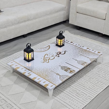 طاوله طبليه رمضان خشب شكل مستطيل