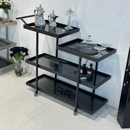 عربية تقديم السطح زجاج لون اسود