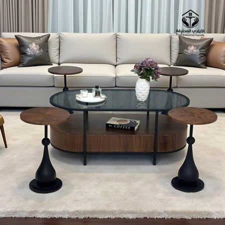 طقم طاولات قشر الجوز