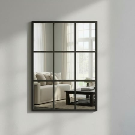 مرايه ديكور مقسم حجم صغير بإطار اسود