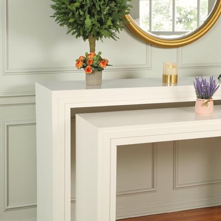 طقم مدخل خشب قطعتين ابيض