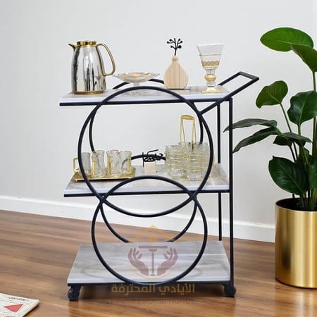 عربيه تقديم حديد سطح خشب