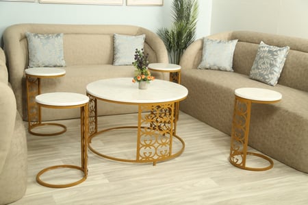 طقم طاوله حديد ليزر سطح خشب شكل ماركه