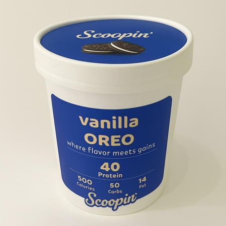 ‎آيسكريم ڤانيلا بالأوريو عالي بالبروتين -Vanilla Oreo High Protein