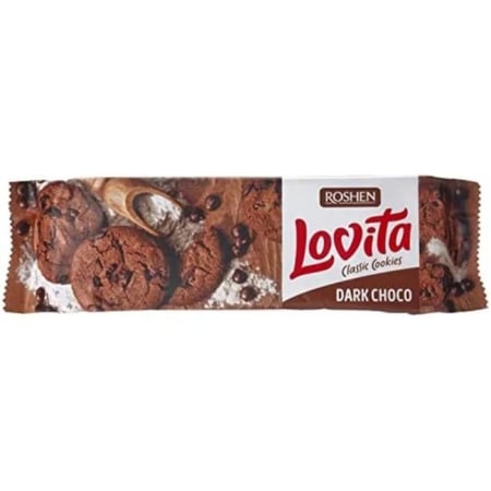 كوكيز لوفيتا شوكولاتة دارك روشن 150 جم | Roshen Lovita Dark Chocolate Cookies 150gm