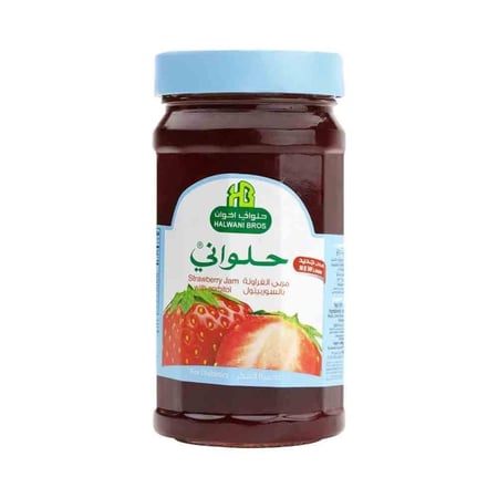 مربى فراولة بدون سكر زجاج حلواني 400 جم  |  Halwani Strawberry Jam Preserve Glass 400gm
