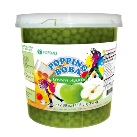 كرات تفاح اخضر بابلز بوبينج بوبا 3.20 كجم بوسماي | Possmei Popping Boba Bubble Green Apple 3.20kg
