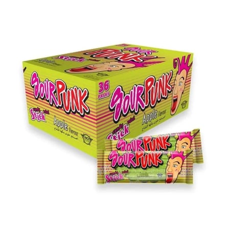 جيلي ساور زانك صغير تفاح 36 قطعة |  Sour Punk Mini Apple Candy Sticks 36 Piece