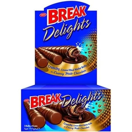 بريك ديلايتس رول كبير تيفاني 12×21 جم | Tiffany Break Delights Milk Chocolate 3Fs Wafer 12x21gm