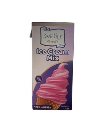 مزيج ايسكريم فراولة كواليتي 1 لتر  |  Quality Soft Ice Cream Strawberry 1L