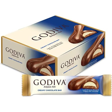 شوكولاتة جوديفا بالكراميل ازرق 24×35 جم | Godiva Creamy Chocolate Bar Blue 24x35gm
