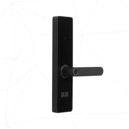 قفل باب ذكي بالبصمة مع تصميم عصري باللون الأسود وتحكم عبر تطبيق TTLock