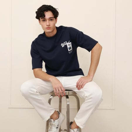 تيشرت رجالي اوفر سايز طبي بطبعة خلفية