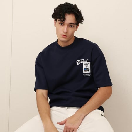 تيشرت رجالي اوفر سايز طبي بطبعة خلفية