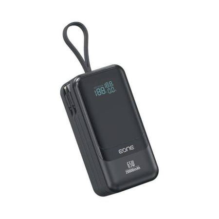 EONE باور بانك 20000 مللي امبير 65 واط مع كيبل مدمج - اسود