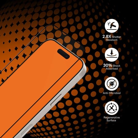 حماية شاشة ArmorPro D3O الياباني للايفون 16 برو شفاف مضاد للصدمات سطح متجدد