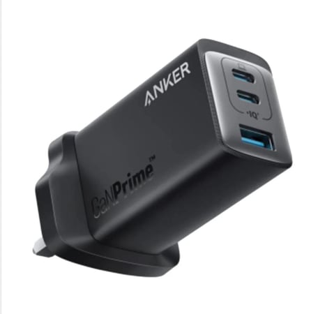 شاحن جداري انكر بقوة 65 واط بمنفذين تايب سي بتقنية PD ومنفذ يو اس بي - اسود