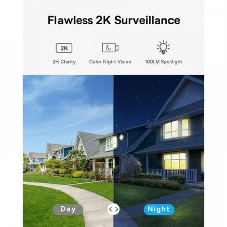 بيسوس - B1 outdoor كاميرا مراقبة خارجية بدقة 2K عدسة عريضة 145 درجة - ابيض