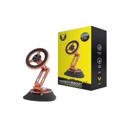 يوفو - حامل جوال مغناطيسي بقاعدة شفط ولاصق ثلاثي إم للسيارة والمكتب Y4942 - برتقالي