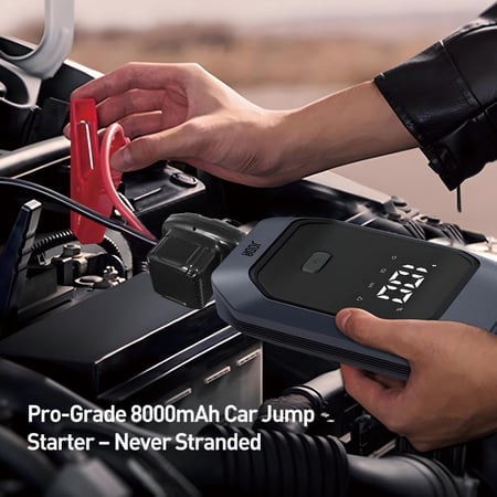 مشغل بطارية السيارة JODA بسعة 8000 ملي امبير - اسود