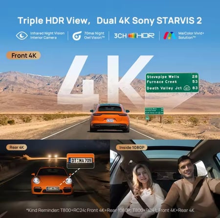 داش كام  70may شاومي T800-4K أمامية داخلية  خلفية