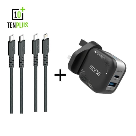 عرض شاحن جداري مجموع 48 واط من Eone مع كيبلين تن بلس من اختيارك