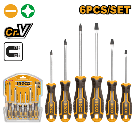 طقم مفكات 6 قطع راس مغناطيس