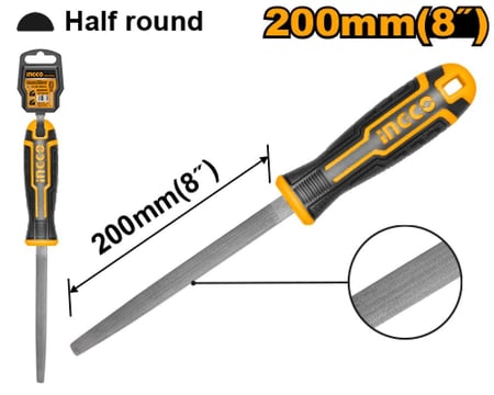 مبرد حديد نصف مبروم 8 بوصة 200 ملم