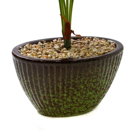 نبتة فيلوديندرون صناعية مع حوض بني منقوش – لون أخضر طبيعي، 60 سم