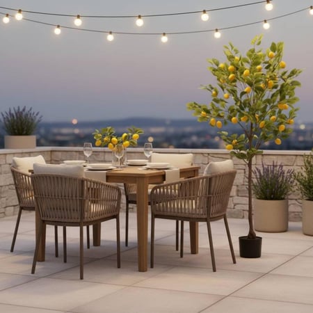 شجرة ليمون صناعية مثمرة 130 سم – أوراق خضراء وثمار واقعية