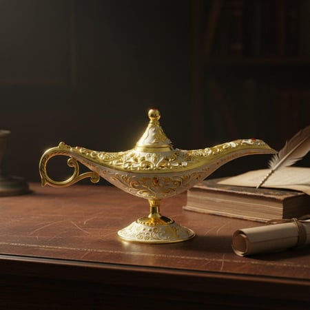 مصباح علاء الدين الذهبي الأبيض الكلاسيكي – قطعة ديكور فاخر| حديقة السوسن