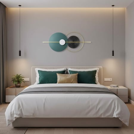 لوحة حائط دائرية استيل فاخرة - ألوان فيروزي وذهبي