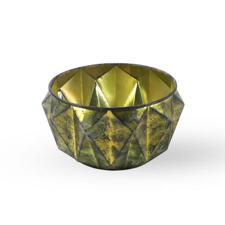 مركن زرع معدني – دائري زيتوني ذهبي منقش، جميع المقاسات