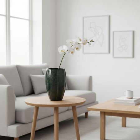 حوض فخار باللونين الأزرق والأسود – لتنسيق النباتات داخل المنزل