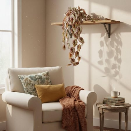 خضارات صناعية متدلية بيغونيا ريكس – أوراق ملونة بنفسجي وأخضر، طول 135 سم – من حديقة السوسن