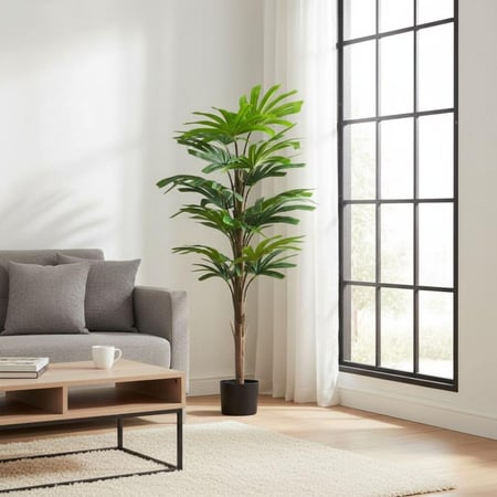 شجرة صناعية نخيل فنجر ريفاس – تصميم طبيعي أوراق خضراء، 120 سم