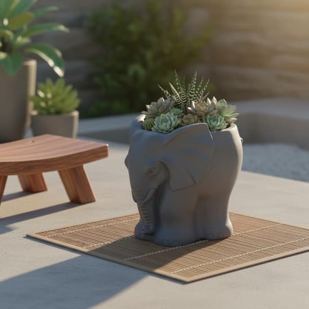 حوض زراعة على شكل فيل – لون رمادي للديكور الداخلي والخارجي