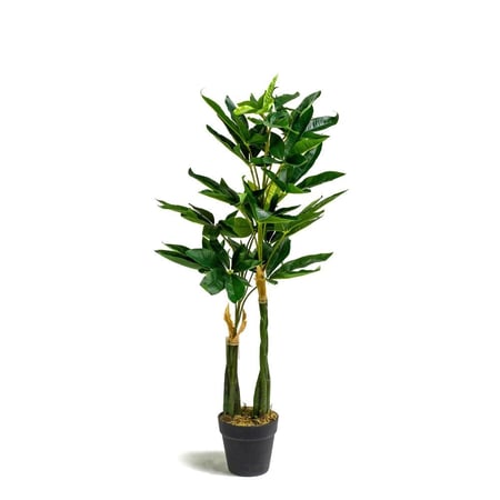 شجرة المال صناعية Pachira aquatica بارتفاع 95 سم في اصيص ابيض ديكور