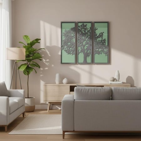 لوحة جدارية ليزر – زجاج وخشب على شكل شجرة (3 قطع)