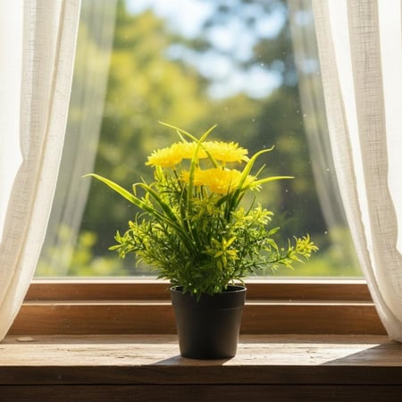 وحدة زهور صناعية ديكورية صغيرة – لون أصفر أو أرجواني – من حديقة السوسن