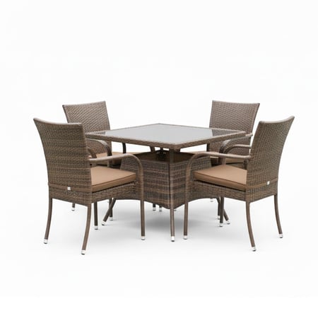 طقم جلسات خارجية – 4 كراسي مع طاولة قهوة ووسائد