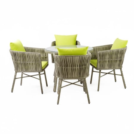 طقم جلسات خارجية – 4 كراسي كبيرة مع طاولة ووسائد