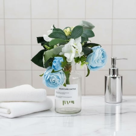 وحدة زهور صناعية ديكورية صغيرة – لون أصفر أو أرجواني أو برتقالي – من حديقة السوسن