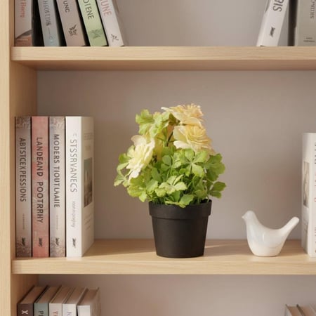 نبتة صناعية  – أصيص بلاستيك صغير للمكتب أوراق متعددة الألوان