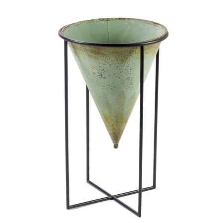 حوض أستاند حديد بنقشة صدأ طبيعي – لونين (أبيض، أزرق فاتح)