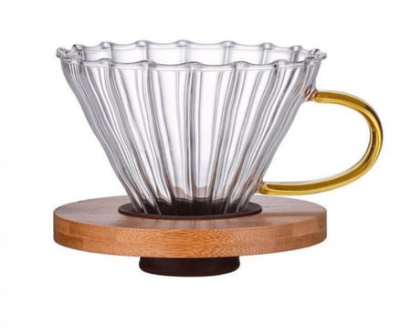 قمع تقطير V60 زجاج بلمسة خشبية - مقاس 02 | V60 Dripper