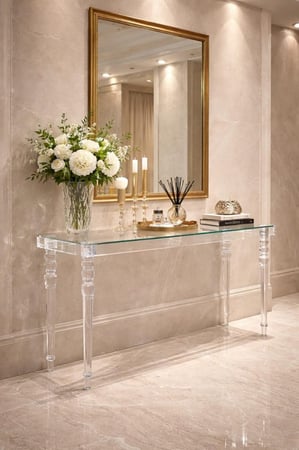 كنسول اكرليك شفاف مضيء موديل AC-05  تصميم عصري للمداخل والصالات