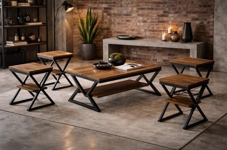 طقم شاي خشبي فاخر مع ابريق وفناجين خشبية أنيقة