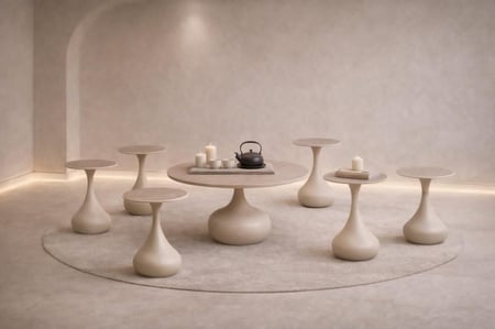 طقم طاولات شاي سيراميك مودرن 1+6 بتصميم أنيق وعصري-بعدة ألوان