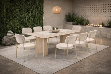 طاولة طعام خشب مع كراسي بيج-بعدة مقاسات